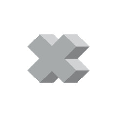 3d gradient letter x logo decoration vector