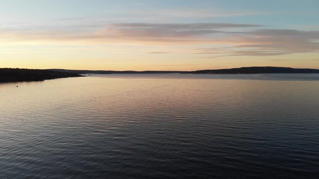 Sunrise on on the Oslo fjord. Beautiful morning and calm waters.