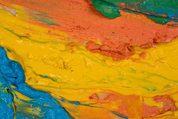 stains of multi-colored paint close-up