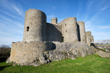 Fototapeta na wymiar The Harlech Castle in North Wales on a sunny day