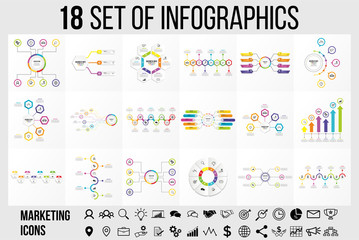 Vector Infographic Template Design with Options and steps. Business Data Visualization Timeline with Marketing Icons most useful can be used for presentation, diagrams, annual reports, workflow layout
