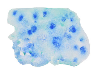 Blue spotted on white background,  Bright background and Illustration abstract watercolor hand draw on paper