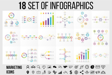 Vector Infographic Template Design with Options and steps. Business Data Visualization Timeline with Marketing Icons most useful can be used for presentation, diagrams, annual reports, workflow layout