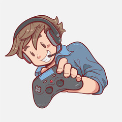 Gamer showing his gamepad © Rizal