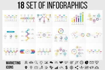 Fototapeta na wymiar Vector Infographic Template Design with Options and steps. Business Data Visualization Timeline with Marketing Icons most useful can be used for presentation, diagrams, annual reports, workflow layout