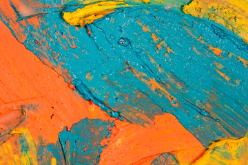 strokes of multi-colored paint close-up