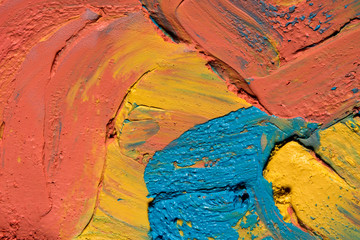 strokes of multi-colored paint close-up