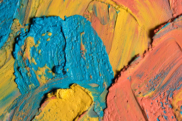 strokes of multi-colored paint close-up