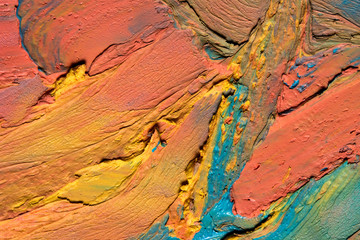 strokes of multi-colored paint close-up