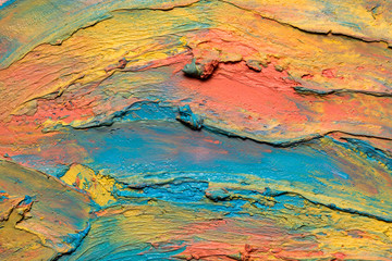 strokes of multi-colored paint close-up