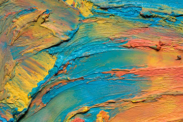 strokes of multi-colored paint close-up