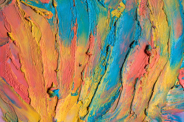 strokes of multi-colored paint close-up