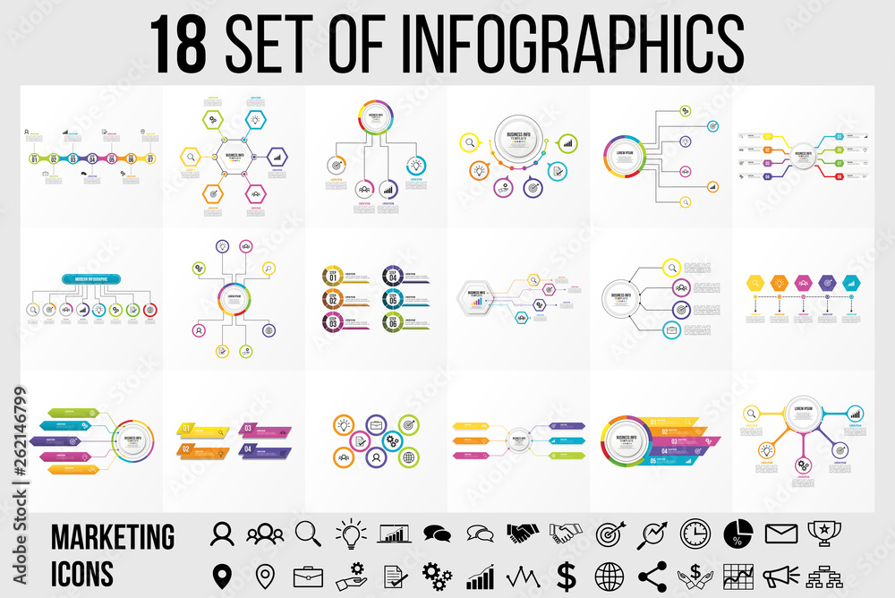 Poster Vector Infographic Template Design with Options and steps. Business Data Visualization Timeline with Marketing Icons most useful can be used for presentation, diagrams, annual reports, workflow layout