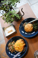 Thai Food Rice topped with Fried pork sweet basil.