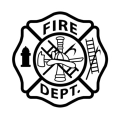 Fire Department Emblem St Florian Maltese Cross White with Black Outline