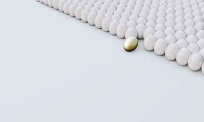 3d Golden egg among white