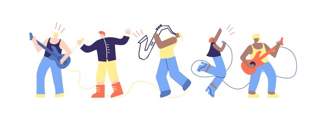 Musician People Characters Flat Festival Cartoon