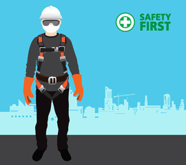 safety harness equipment and lanyard for work at heights
