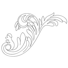 Naklejka premium Black vintage baroque ornament, corner. Retro pattern antique style acanthus.