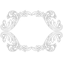 Vintage border frame engraving with retro ornament pattern in antique baroque style decorative design. Vector