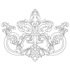 Black vintage baroque ornament, corner. Retro pattern antique style acanthus.