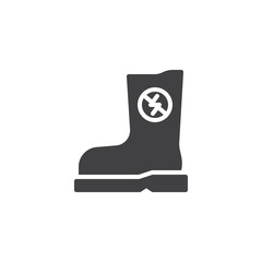 Rubber anti static boot vector icon. filled flat sign for mobile concept and web design. Foot protection shoes glyph icon. Mandatory safety sign symbol logo illustration. Pixel perfect vector graphics