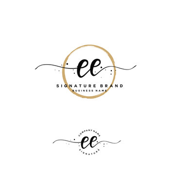 E EE Initial letter handwriting and  signature logo.