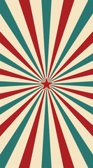 Fototapeta premium Abstract vintage sunlight of red yellow blue and green flowers background with a star in the center. Carnival circus style for circling animation. Star burst sun beam vector illustration