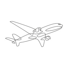 Samolot rysunek jedną linią. Logo wektor