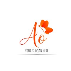 initial letters woman face in butterfly logo