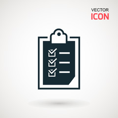 Checklist icon. Declarations linear icon. Flat illustration of clipboard with checklist.