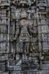 Fototapeta na wymiar The image of Boddhisattva on a wall of perwara temple, Candi Sewu, Yogyakarta, Indonesia