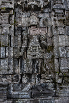 The image of Boddhisattva on a wall of perwara temple, Candi Sewu, Yogyakarta, Indonesia