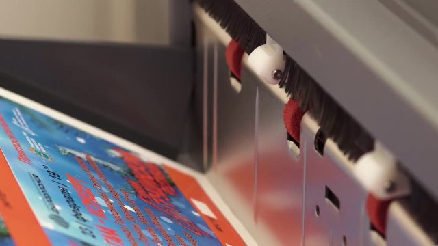 Printer In A Printing House Prints Finished Promotional Products