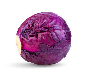 Red cabbage one slice isolated on white background. full depth of field