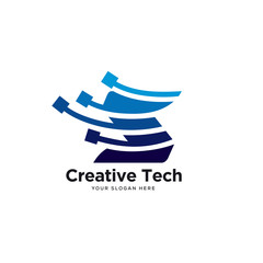 S logo designs vector, digital tech logo template