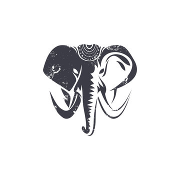 elephant logo designs concept, elephant face mascot logo template