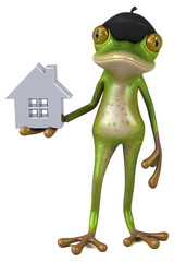 Fun french frog - 3D Illustration