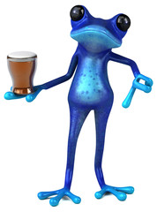 Fun blue frog - 3D Illustration