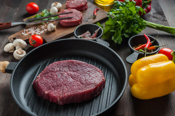 Beef steaks ready to cooking