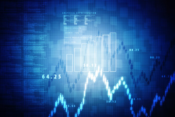 2d rendering Stock market online business concept. business Graph 
