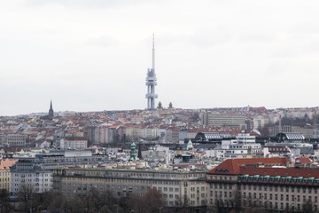 Naklejka premium The TV tower and the panorama of Prague