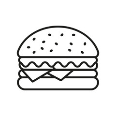 Burger vector Illustration on white background. Burger contour line drawing simple element illustration. Burger icon
