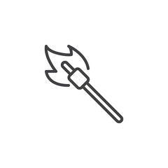 Marshmallow barbecue line icon. linear style sign for mobile concept and web design. Marshmallow on a wooden stick roasting on fire outline vector icon. Symbol, logo illustration. Pixel perfect vector