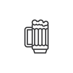 Beer mug with foam line icon. Glass of alcohol drink linear style sign for mobile concept and web design. Foamy beer glass outline vector icon. Symbol, logo illustration. Pixel perfect vector graphics