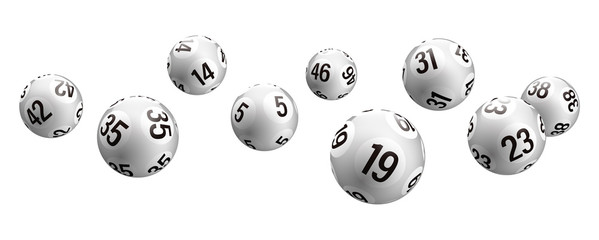 Vector white rolling bingo lottery balls - obrazy, fototapety, plakaty