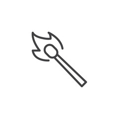 Burning match Stick line icon. linear style sign for mobile concept and web design. Match with flame outline vector icon. Symbol, logo illustration. Pixel perfect vector graphics