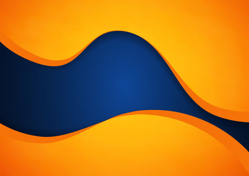 Abstract Blue And Orange Wave Vector Background