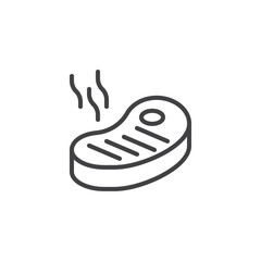 Grilled meat steak line icon. linear style sign for mobile concept and web design. Barbeque beef steak outline vector icon. Symbol, logo illustration. Pixel perfect vector graphics