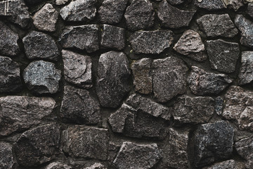 Stone wall background. Wall cement background. Old cement texture. Concrete surface. Black dark background. Brick wall background. Abstract wallpaper. Gray concrete texture. Black stone background.